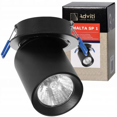 Oprawa ścienno-sufitowa MALTA SP 1 podtynkowa GU10 max. 12W IP20 czarna ORNO (AD-OP-6478BGU10)